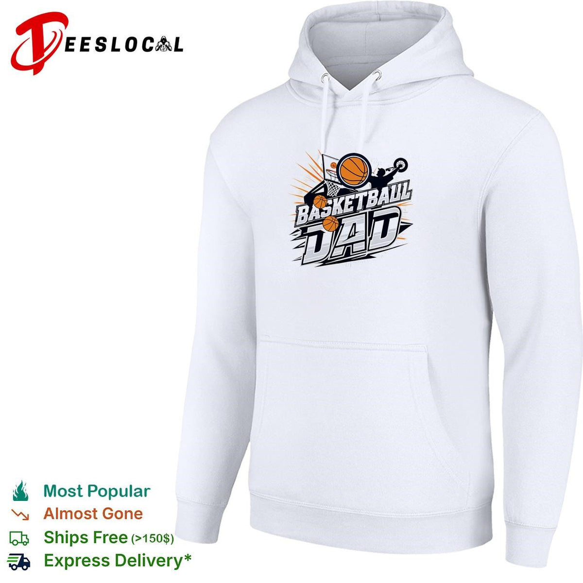 Basketball Dad bold action text hoop flying ball art shirt