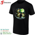 Bass jumping moonlit night full moon wildlife nature graphic shirt