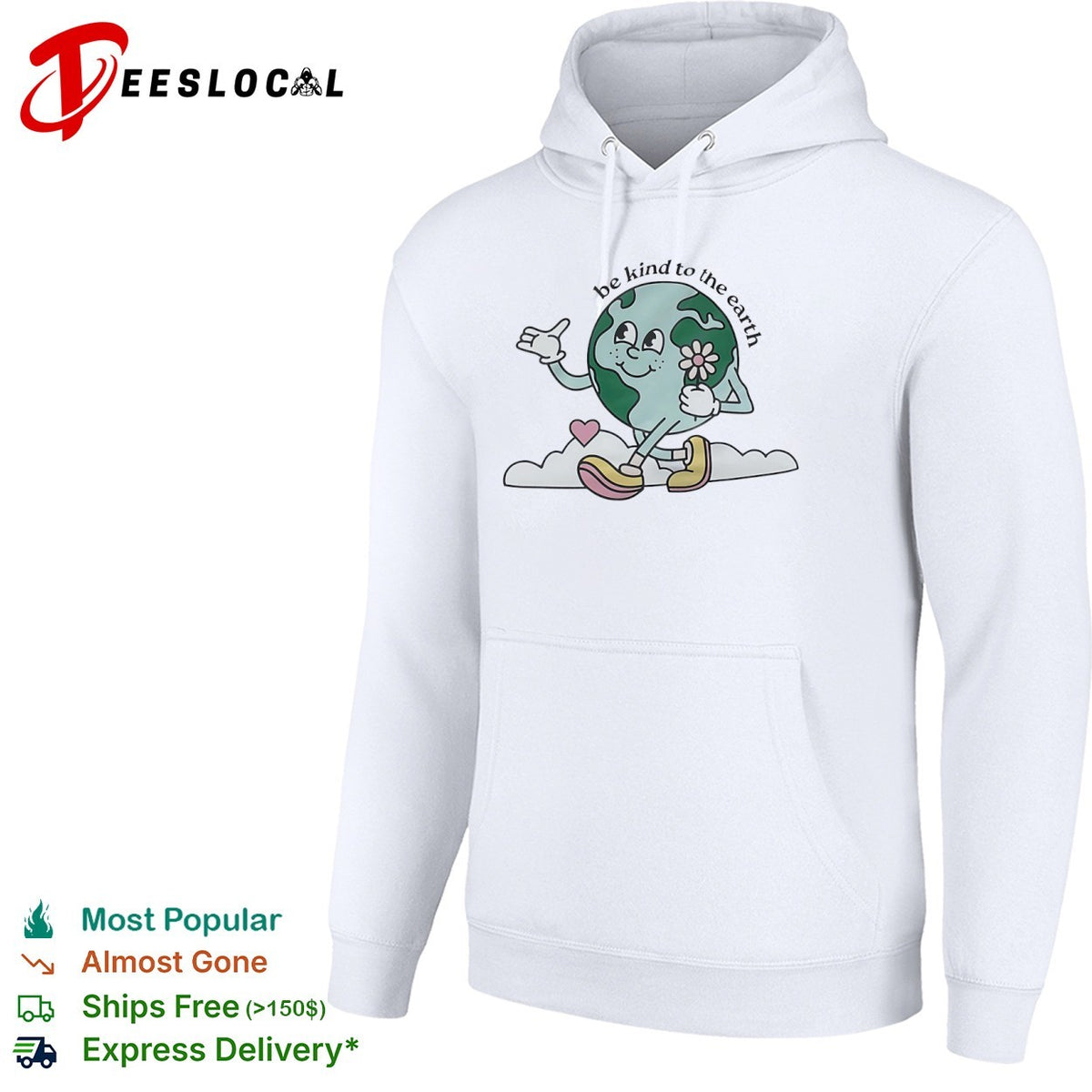 Be kind to the earth cartoon planet globe with flower heart and shoes shirt