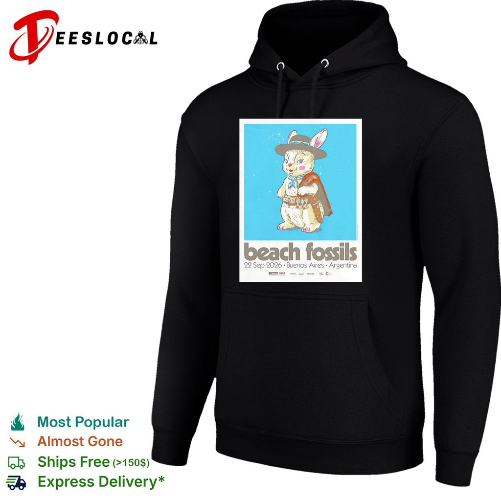 Beach Fossils tour poster rabbit in poncho Buenos Aires Argentina 2026 shirt
