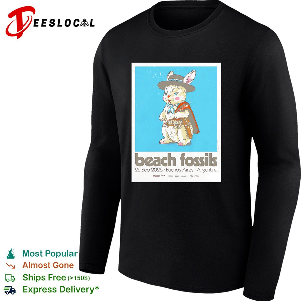 Beach Fossils tour poster rabbit in poncho Buenos Aires Argentina 2026 shirt