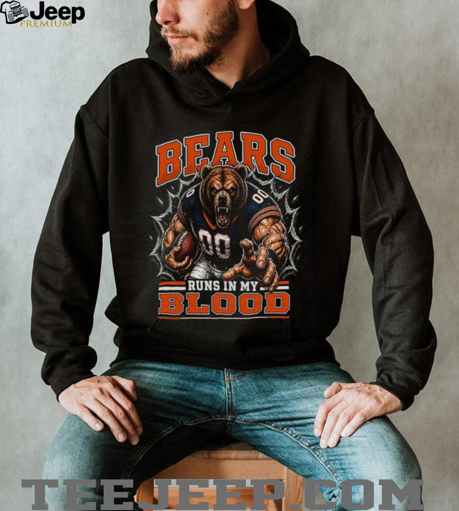 Bears Football Runs In My Blood Vintage Retro Sports Fan Apparel For Men Women Shirt
