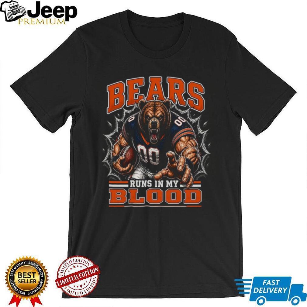 Bears Football Runs In My Blood Vintage Retro Sports Fan Apparel For Men Women Shirt
