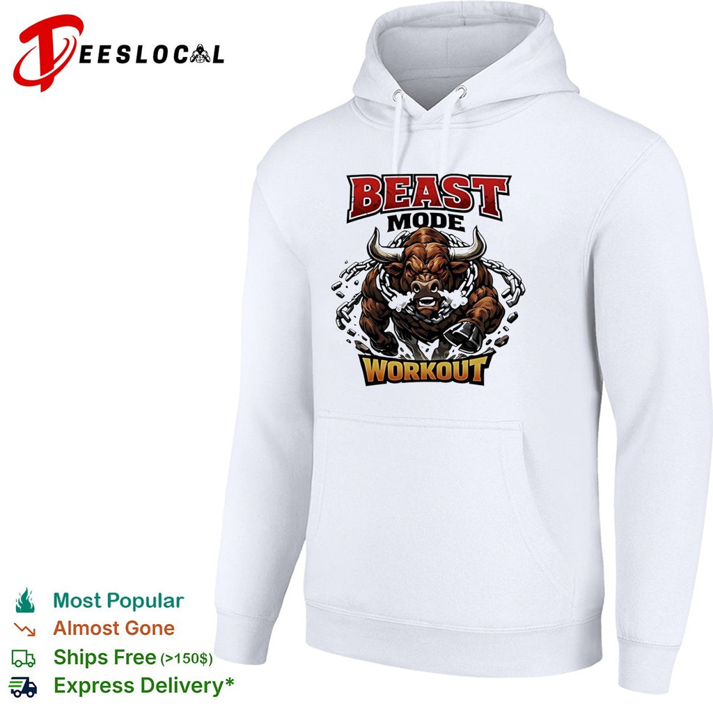 Beast mode workout illustrated bull with chains shirt