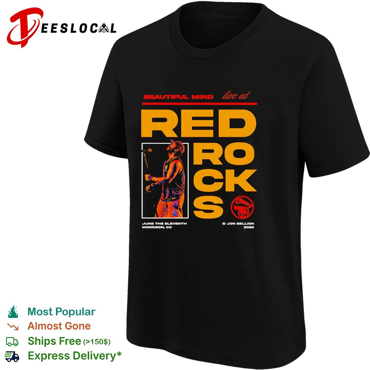 Beautiful Mind live Red Rocks Morrison Colorado June 11 2026 concert shirt