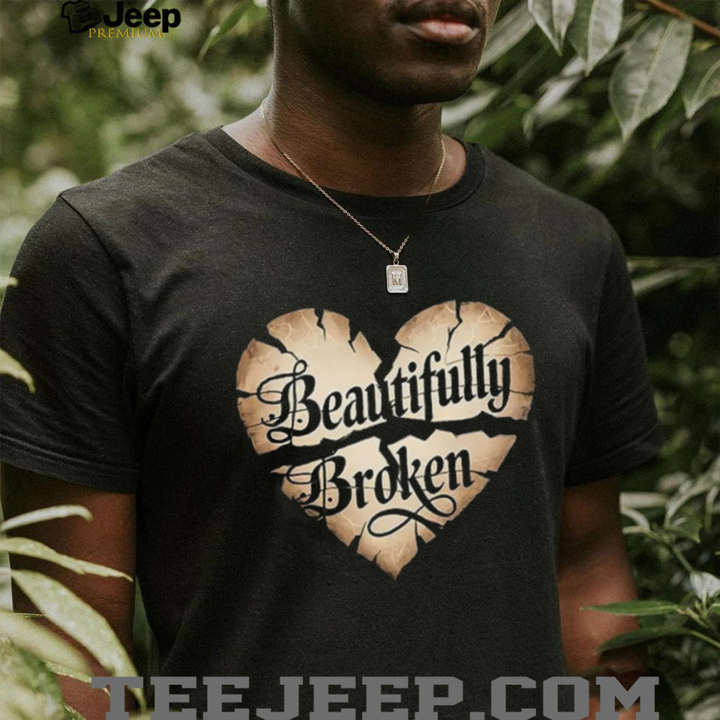 Beautifully Broken Heart Grunge Aesthetic Minimalist T Shirt