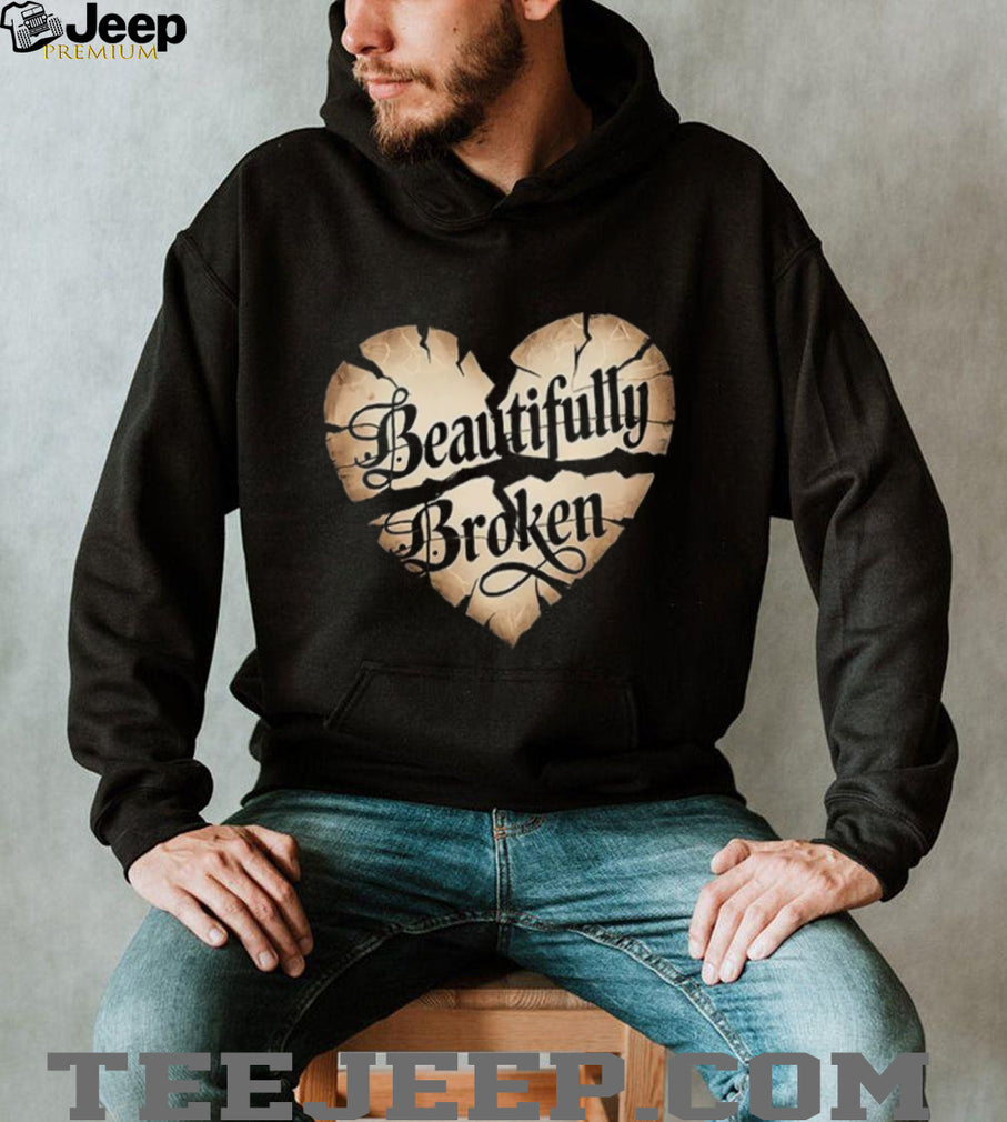Beautifully Broken Heart Grunge Aesthetic Minimalist T Shirt