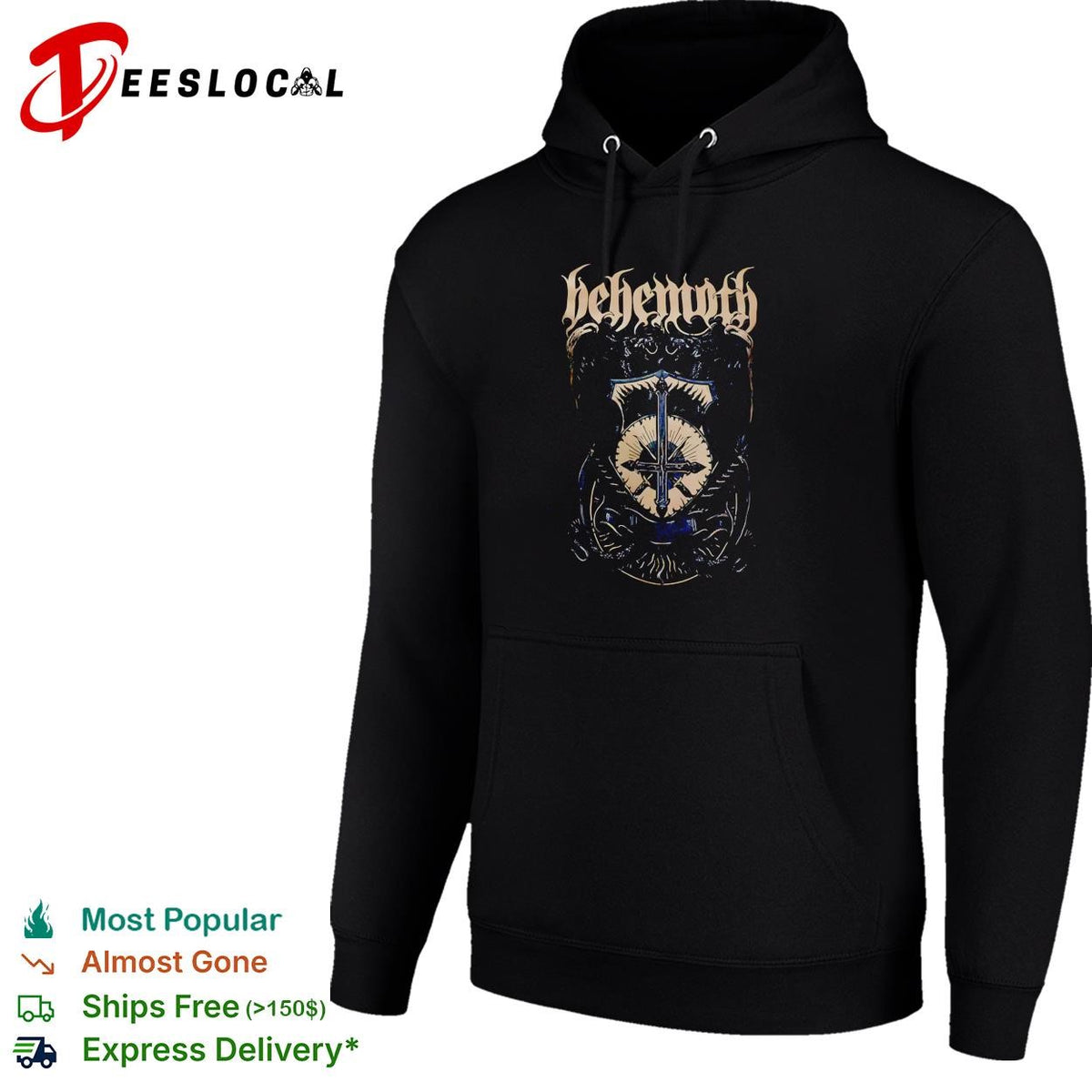 Behemoth Angelus Satani inverted cross shield logo crest death metal band shirt
