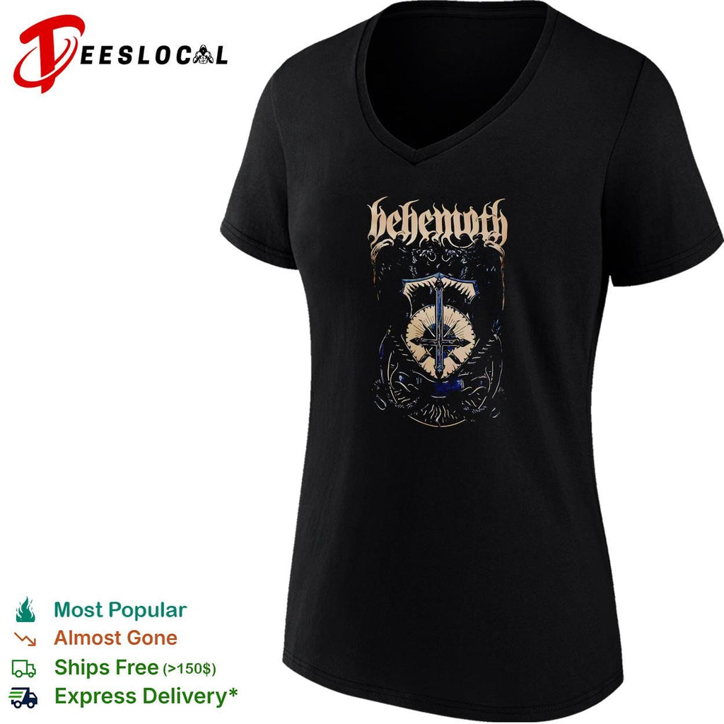 Behemoth Angelus Satani inverted cross shield logo crest death metal band shirt