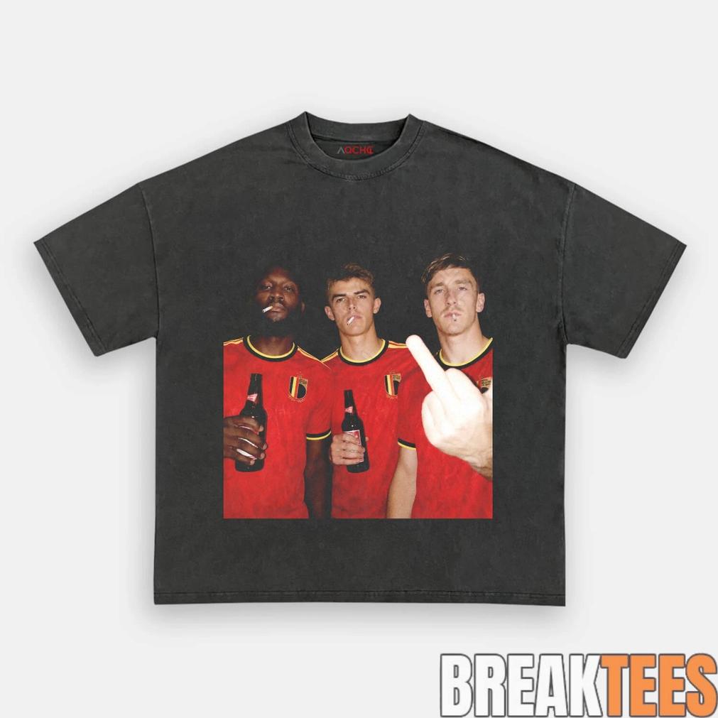 Belgian Red Devils Rebellion Drunk Smoke Middle Finger Tee