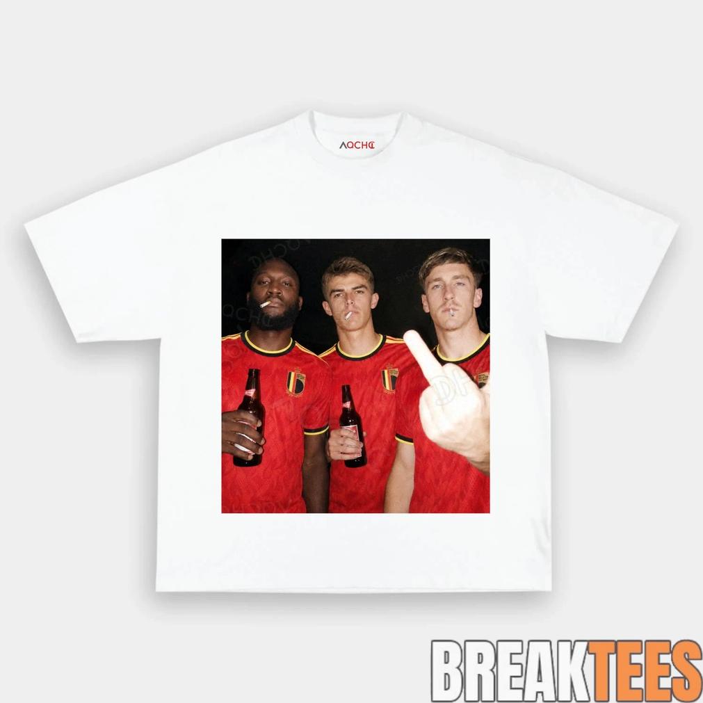 Belgian Red Devils Rebellion Drunk Smoke Middle Finger Tee
