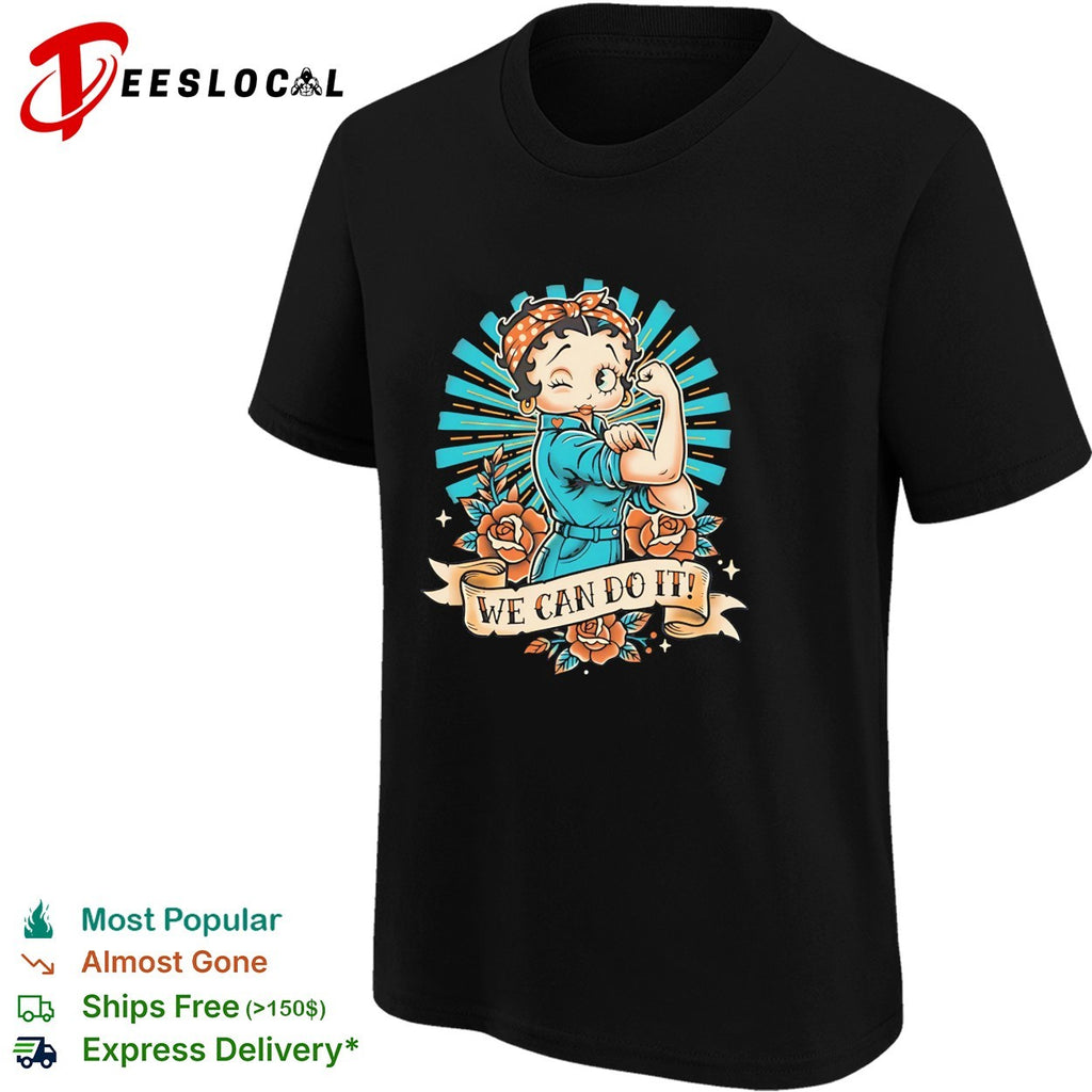 Betty the Riveter style of Rosie the Riveter and vintage shirt