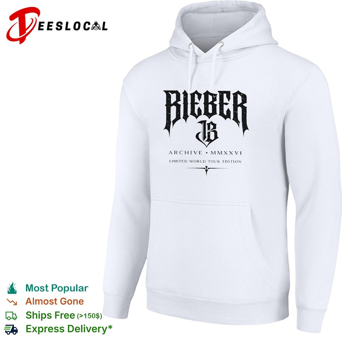 Bieber archive MMXXVI limited world tour edition gothic logo shirt