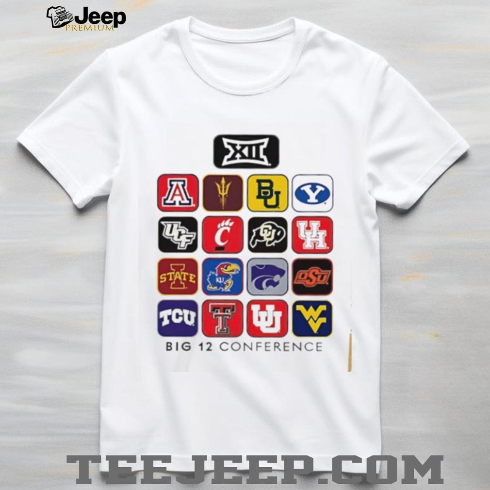 Big 12 Conference All Teams Logo Grid White Cotton T Shirt