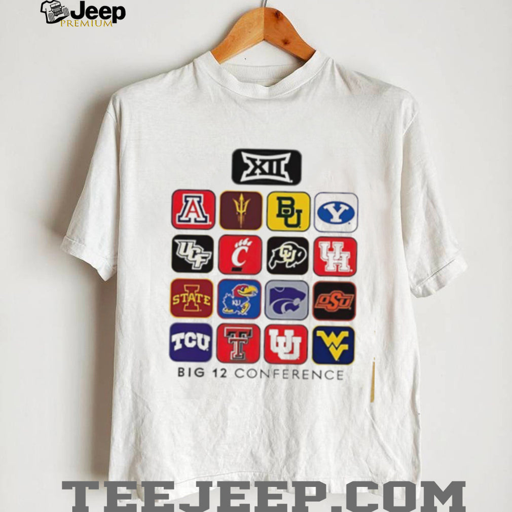 Big 12 Conference All Teams Logo Grid White Cotton T Shirt