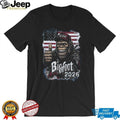 Bigfoot 2026 Believe Thumbs Up American Flag Political Spoof T Shirt