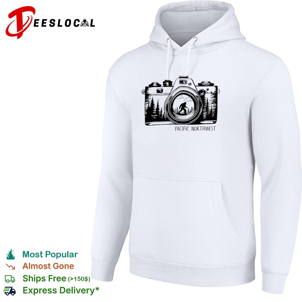 Bigfoot Pacific Northwest camera lens nature forest wilderness adventure shirt