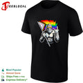 Bigfoot holding Progress Pride flag middle finger LGBTQ art shirt