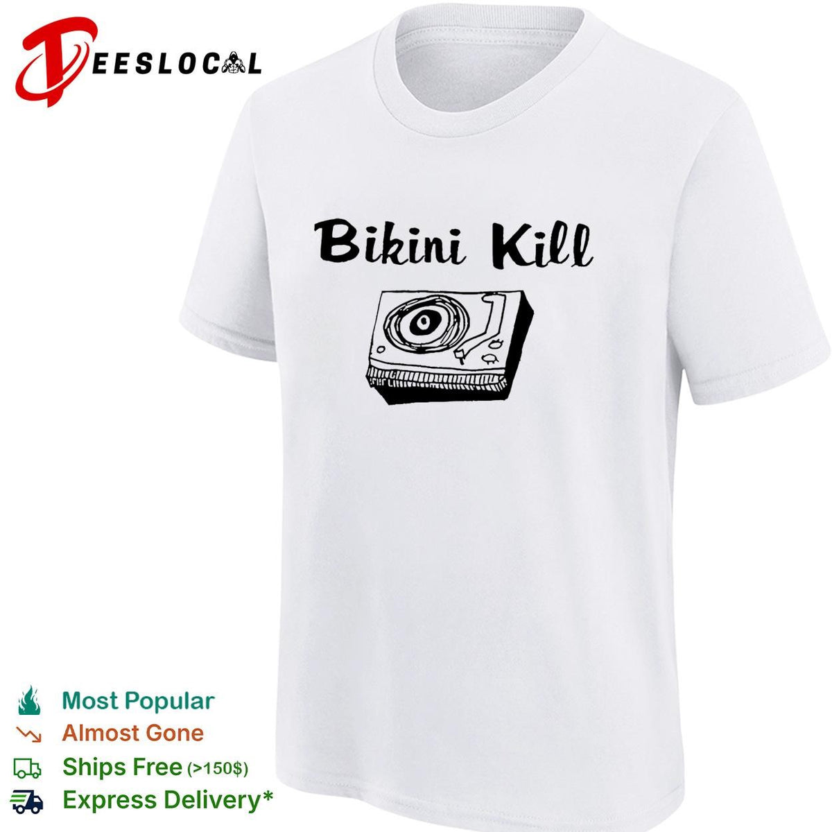 Bikini Kill Record Player Music Band Logo Print Essential Music Fan cotton shirt