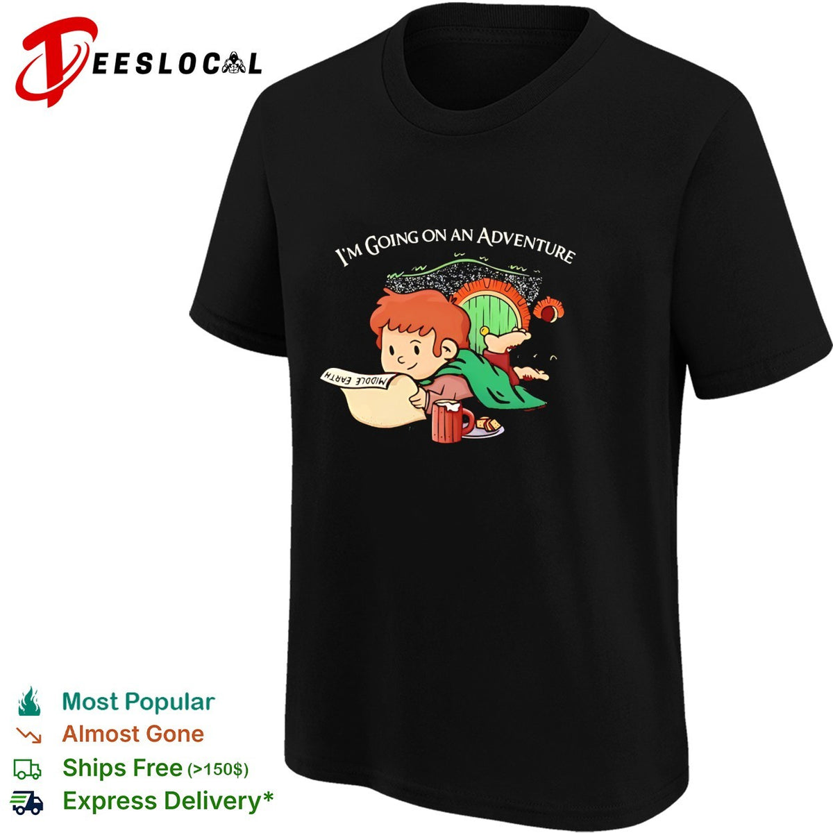 Bilbo Baggins I’m going on an adventure Middle Earth Hobbit cartoon shirt