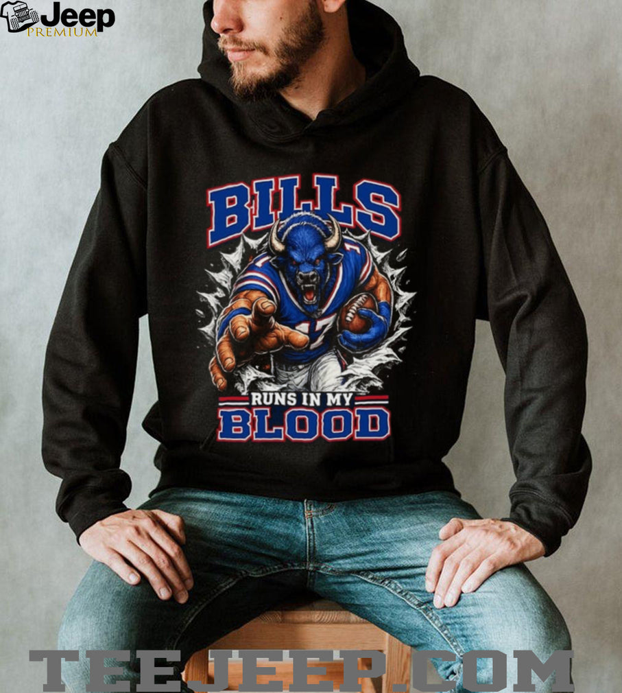 Bills Football Runs In My Blood Vintage Retro Sports Fan Apparel For Men Women Shirt