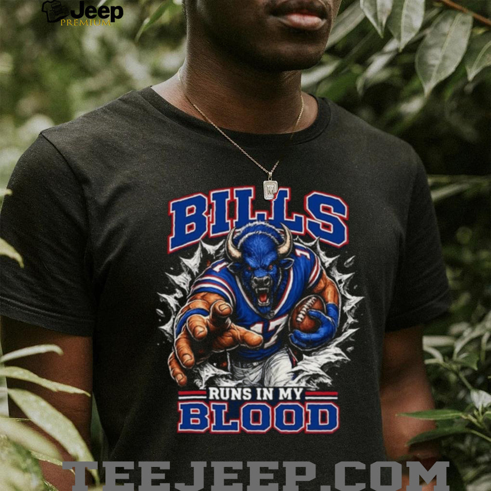 Bills Football Runs In My Blood Vintage Retro Sports Fan Apparel For Men Women Shirt
