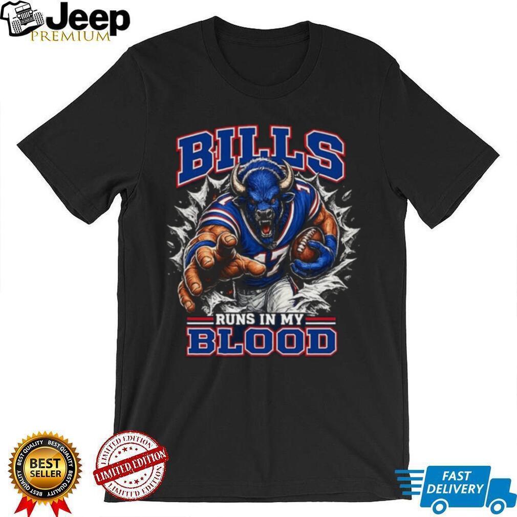Bills Football Runs In My Blood Vintage Retro Sports Fan Apparel For Men Women Shirt