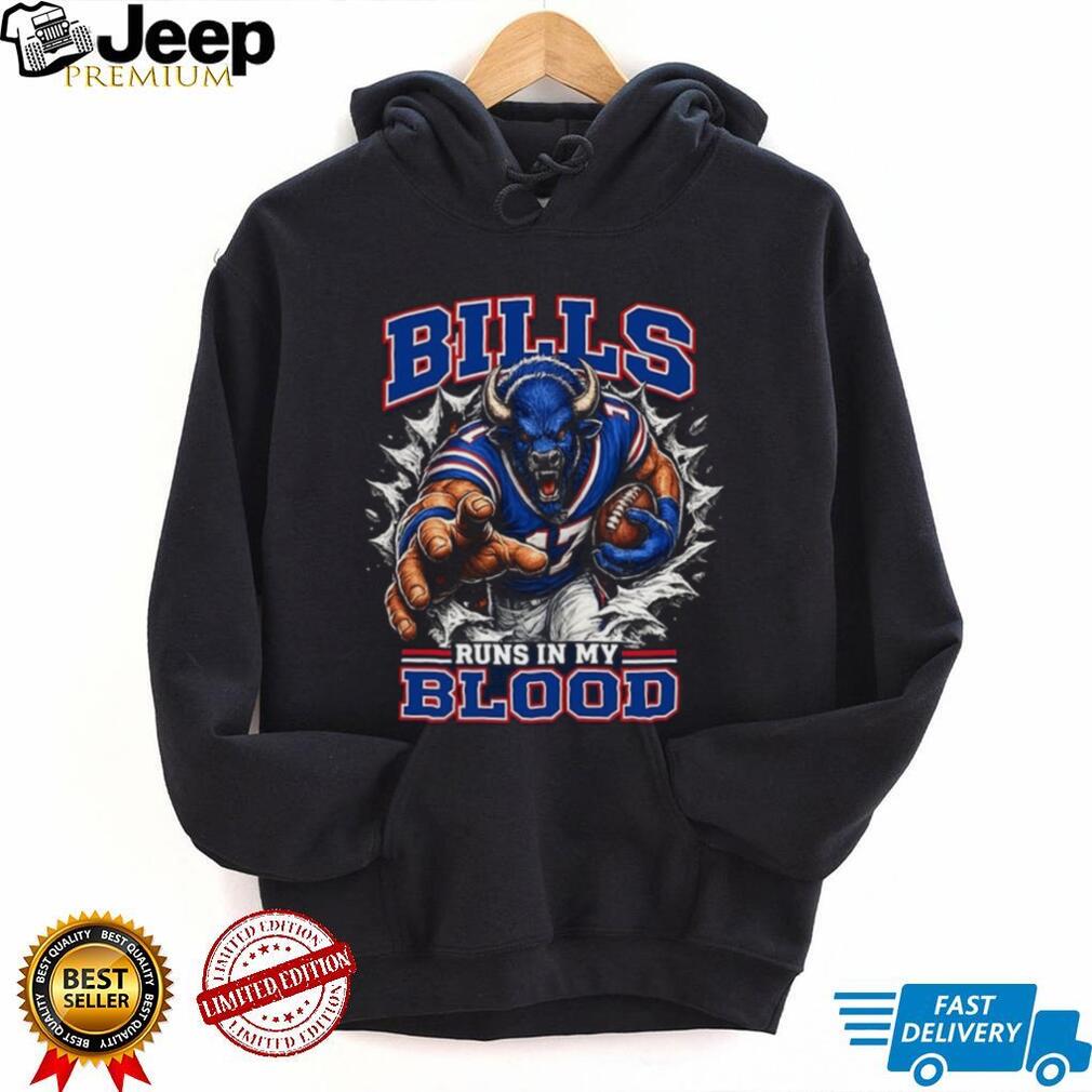 Bills Football Runs In My Blood Vintage Retro Sports Fan Apparel For Men Women Shirt