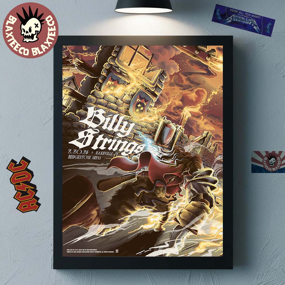 Billy Strings Nashville Tennessee 2026 Bridgestone Arena Night 1 Poster On February 20 2026 Art By Railey Bace Prints Poster Canvas