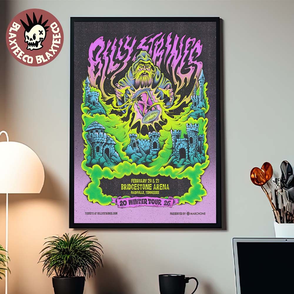 Billy Strings Nashville Tennessee 2026 Winter Tour Poster At Bridgestone Arena On February 20 And 21 2026 Poster Canvas