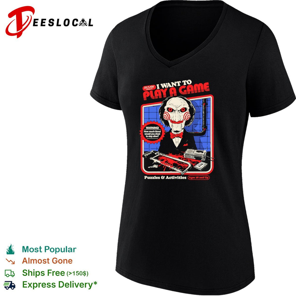 Billy the Puppet Saw I Want to Play a Game Puzzles and Activities Horror Movie shirt