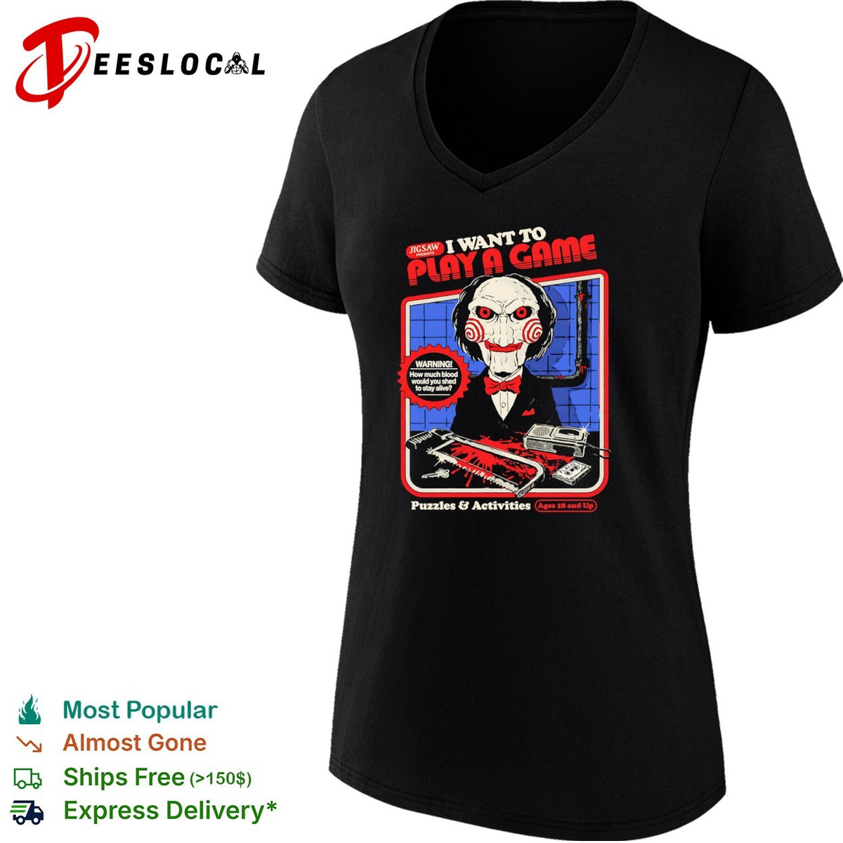 Billy the Puppet Saw I Want to Play a Game Puzzles and Activities Horror Movie shirt