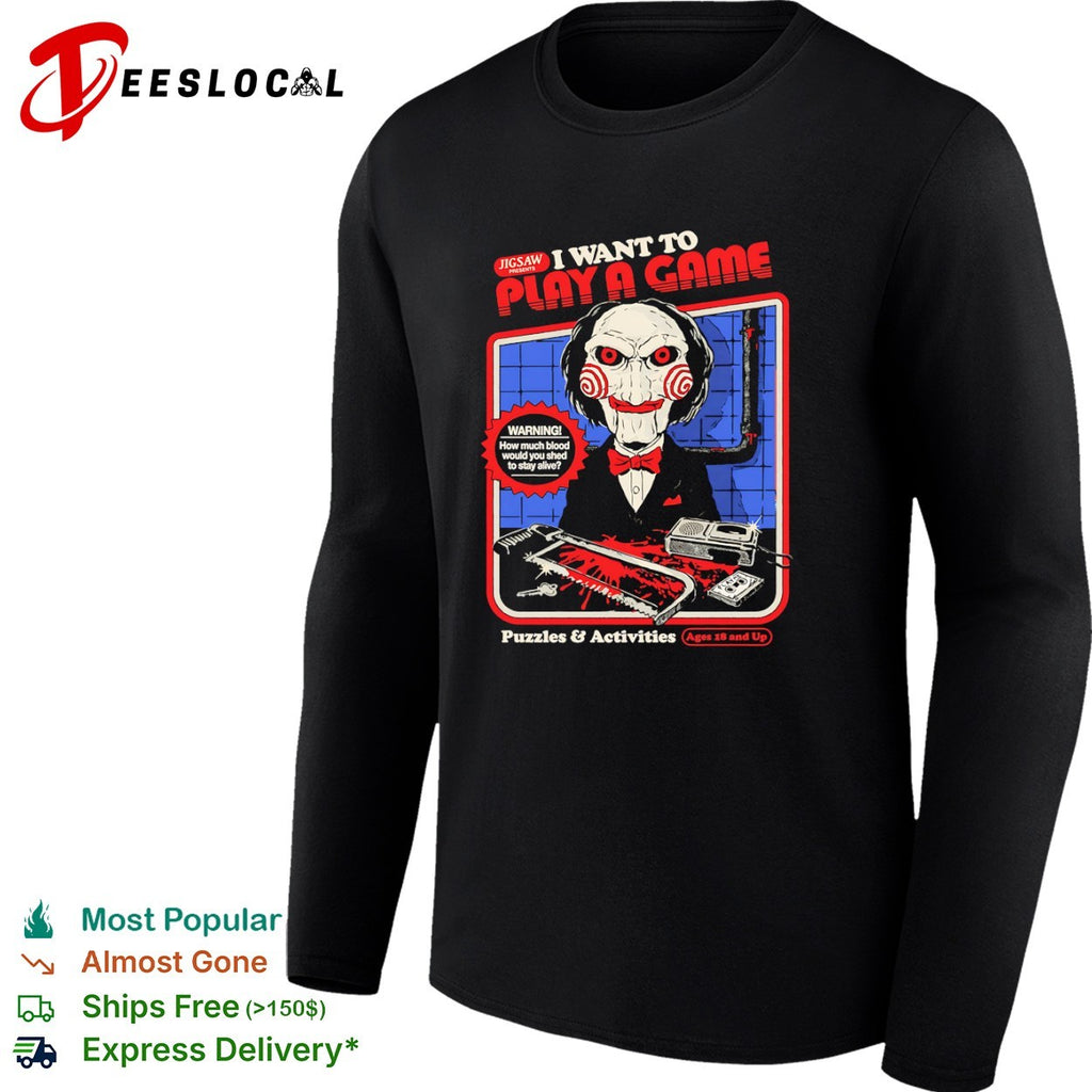 Billy the Puppet Saw I Want to Play a Game Puzzles and Activities Horror Movie shirt