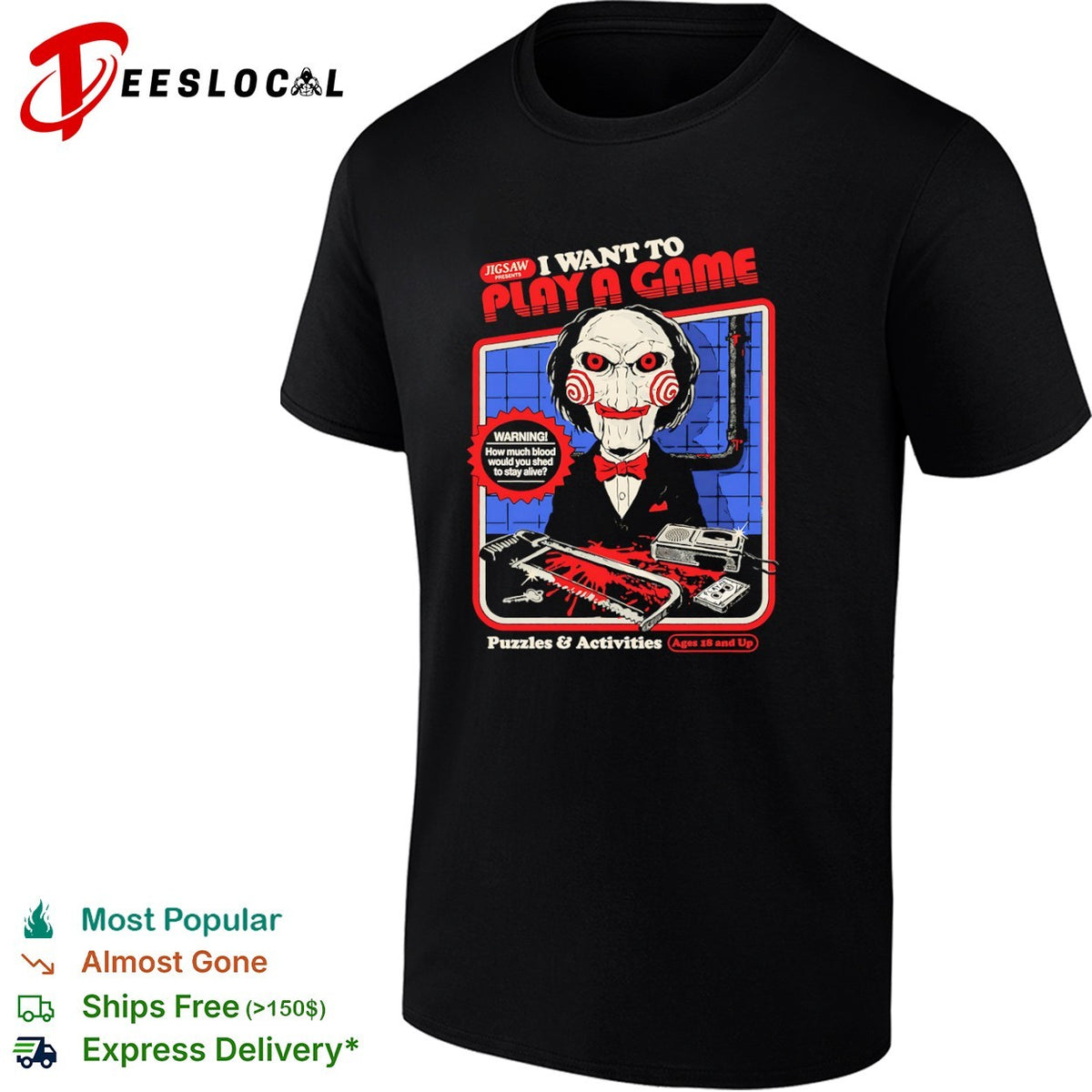 Billy the Puppet Saw I Want to Play a Game Puzzles and Activities Horror Movie shirt