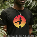 Black Knight Karate Kid Crane Kick Silhouette Sunset T Shirt