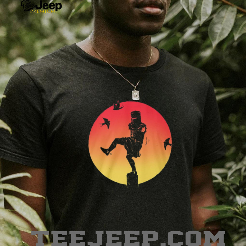 Black Knight Karate Kid Crane Kick Silhouette Sunset T Shirt
