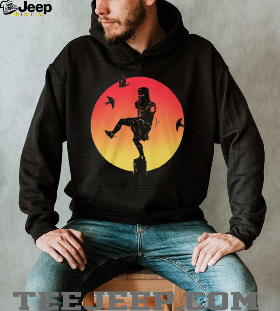 Black Knight Karate Kid Crane Kick Silhouette Sunset T Shirt