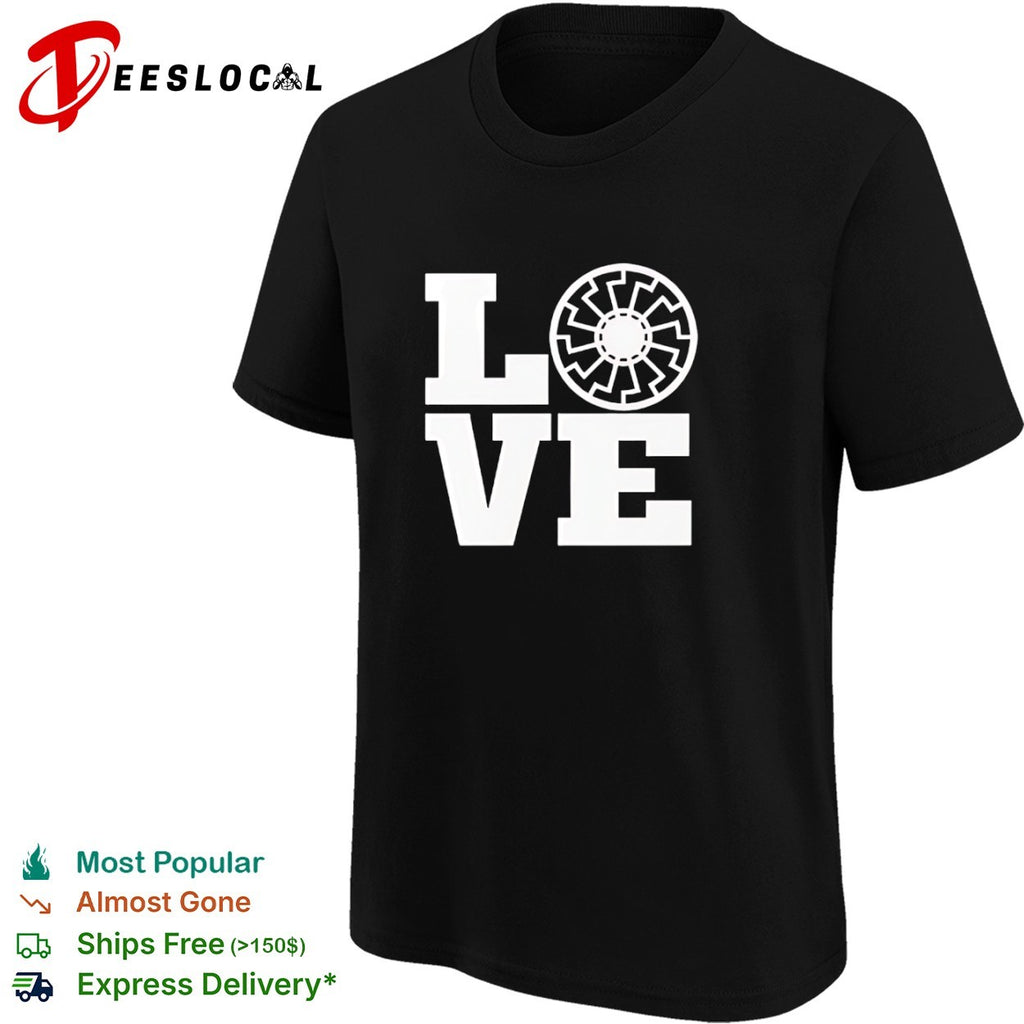 Black Sun Symbol LOVE Design Print Pattern Minimalist Aesthetic Symbolism shirt