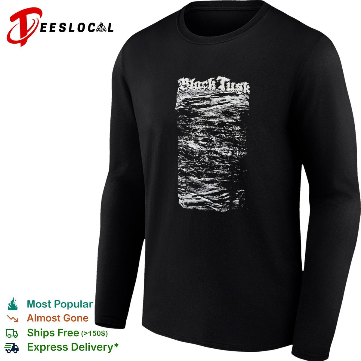 Black Tusk Band Logo and Abstract Wave Texture Heavy Metal Music shirt
