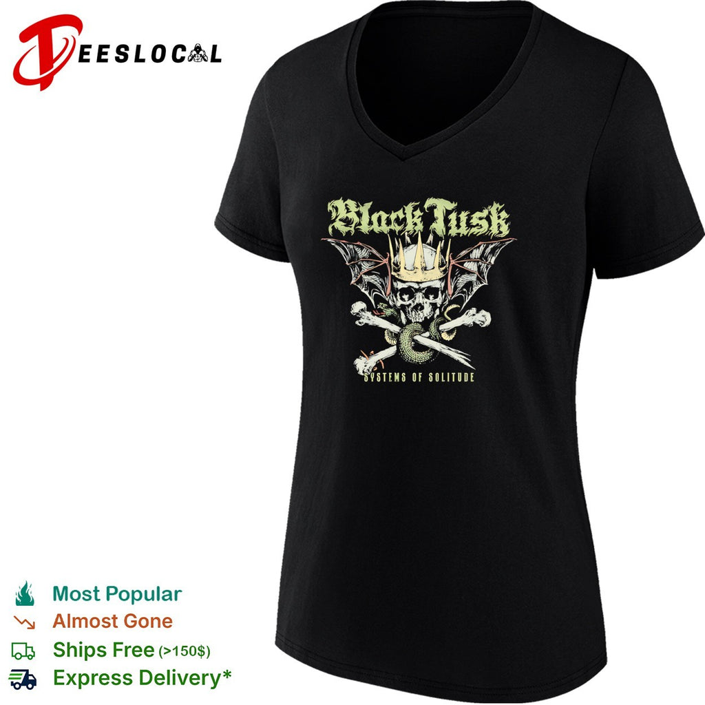 Black Tusk Systems of Solitude Crowned Skull Snake Wings Band Heavy Metal shirt