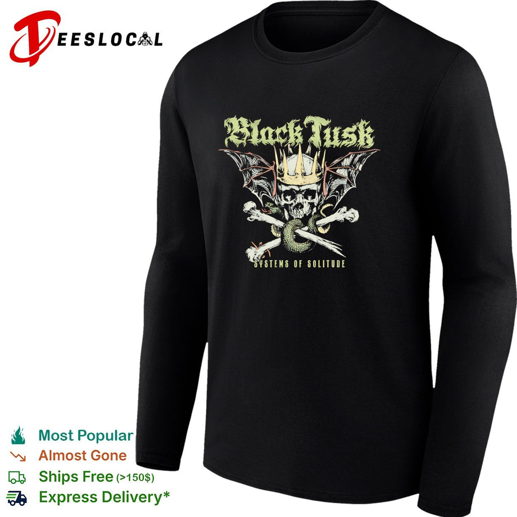 Black Tusk Systems of Solitude Crowned Skull Snake Wings Band Heavy Metal shirt