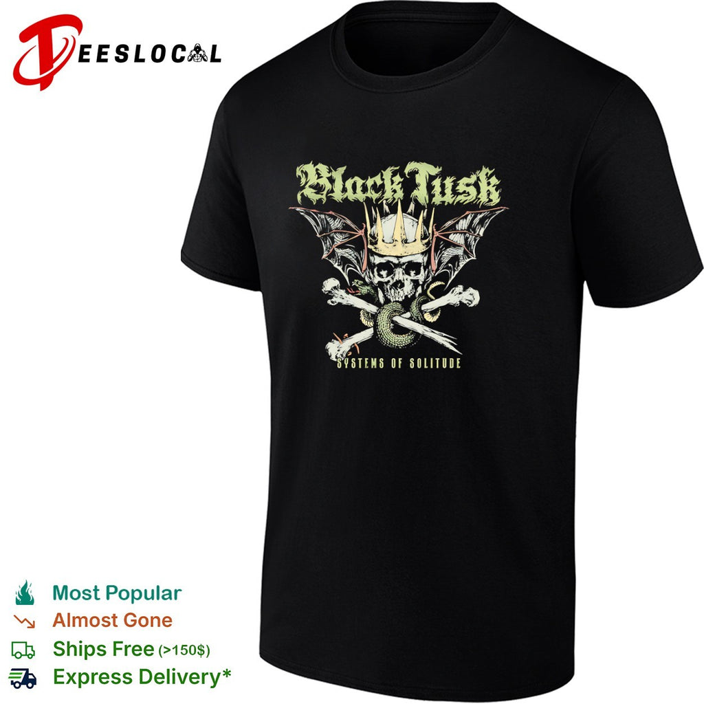 Black Tusk Systems of Solitude Crowned Skull Snake Wings Band Heavy Metal shirt