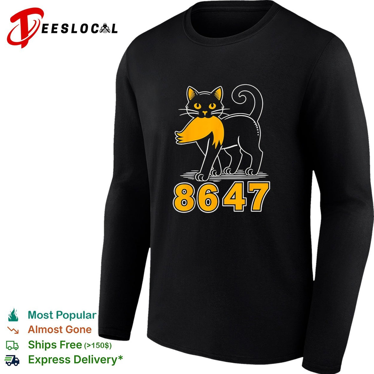 Black cat 8647 bold cartoon shirt