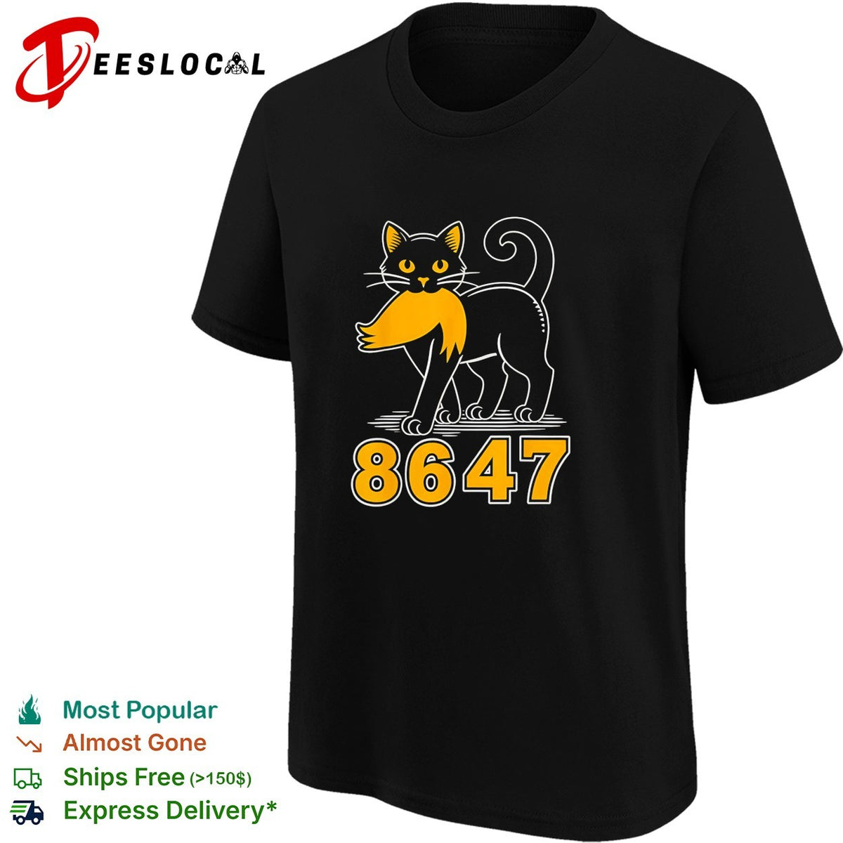 Black cat 8647 bold cartoon shirt