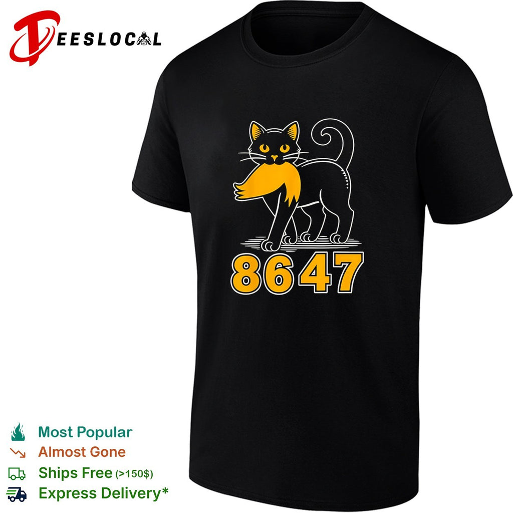 Black cat 8647 bold cartoon shirt