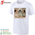 Black cats Japanese ukiyo-e art style six panel collage shirt