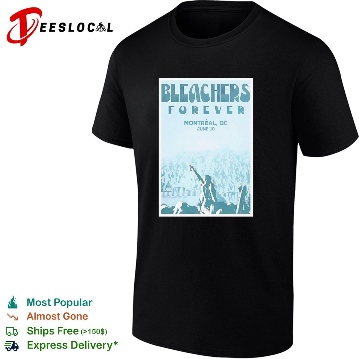 Bleachers Forever Montreal QC June concert poster art shirt