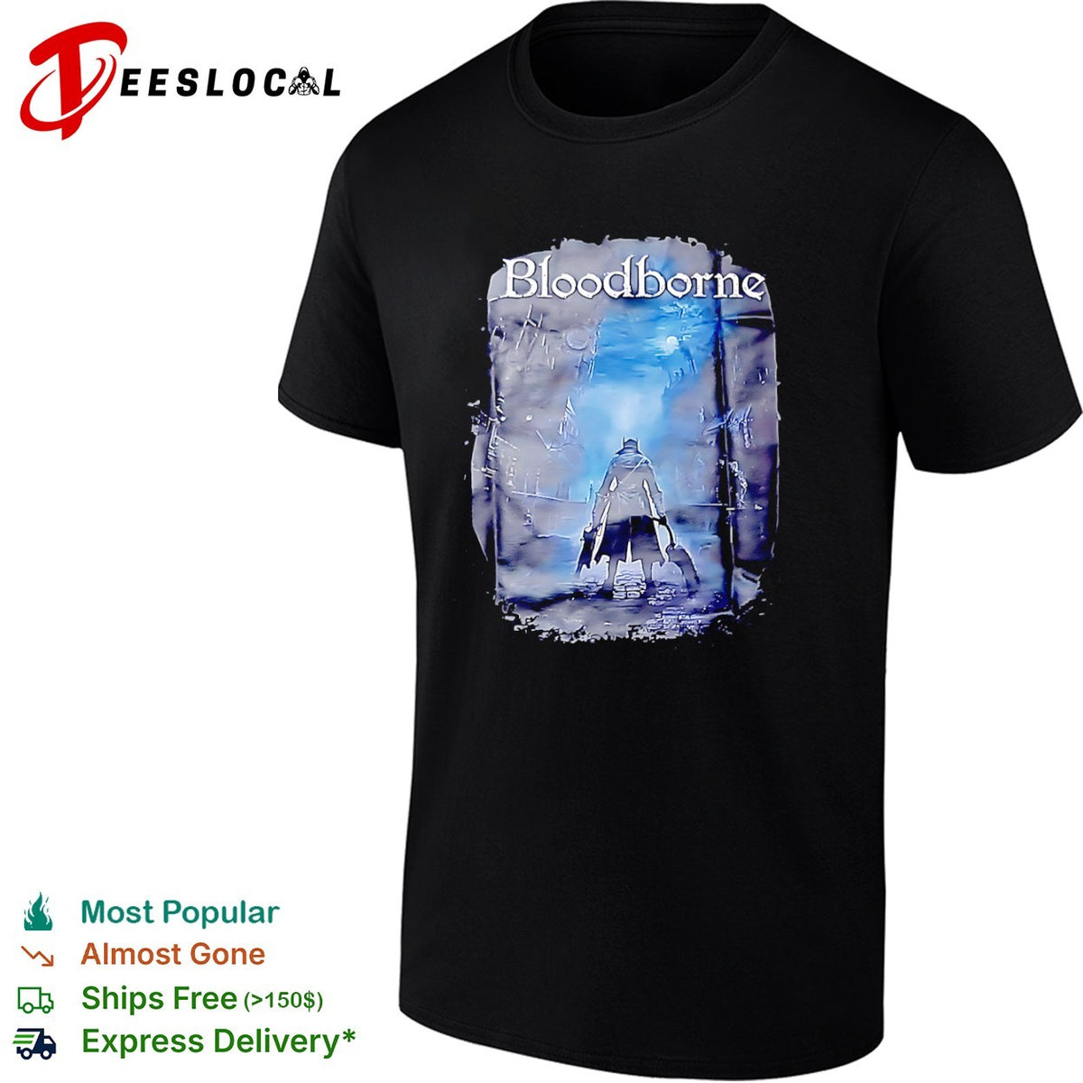 Bloodborne Hunter With Saw Cleaver Video Game Dark Fantasy Action RPG Horror shirt