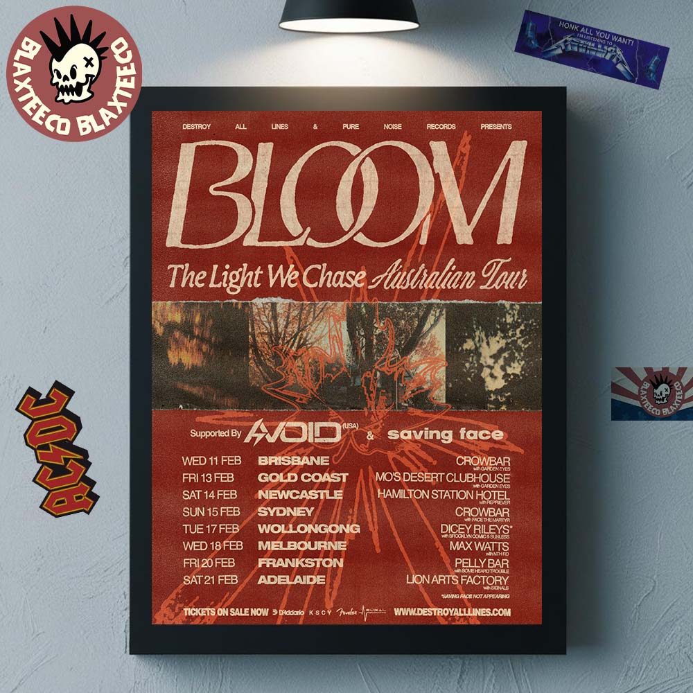 Bloom The Light We Chase Australian Tour 2026 Schedule Dates Home Decor Poster Canvas