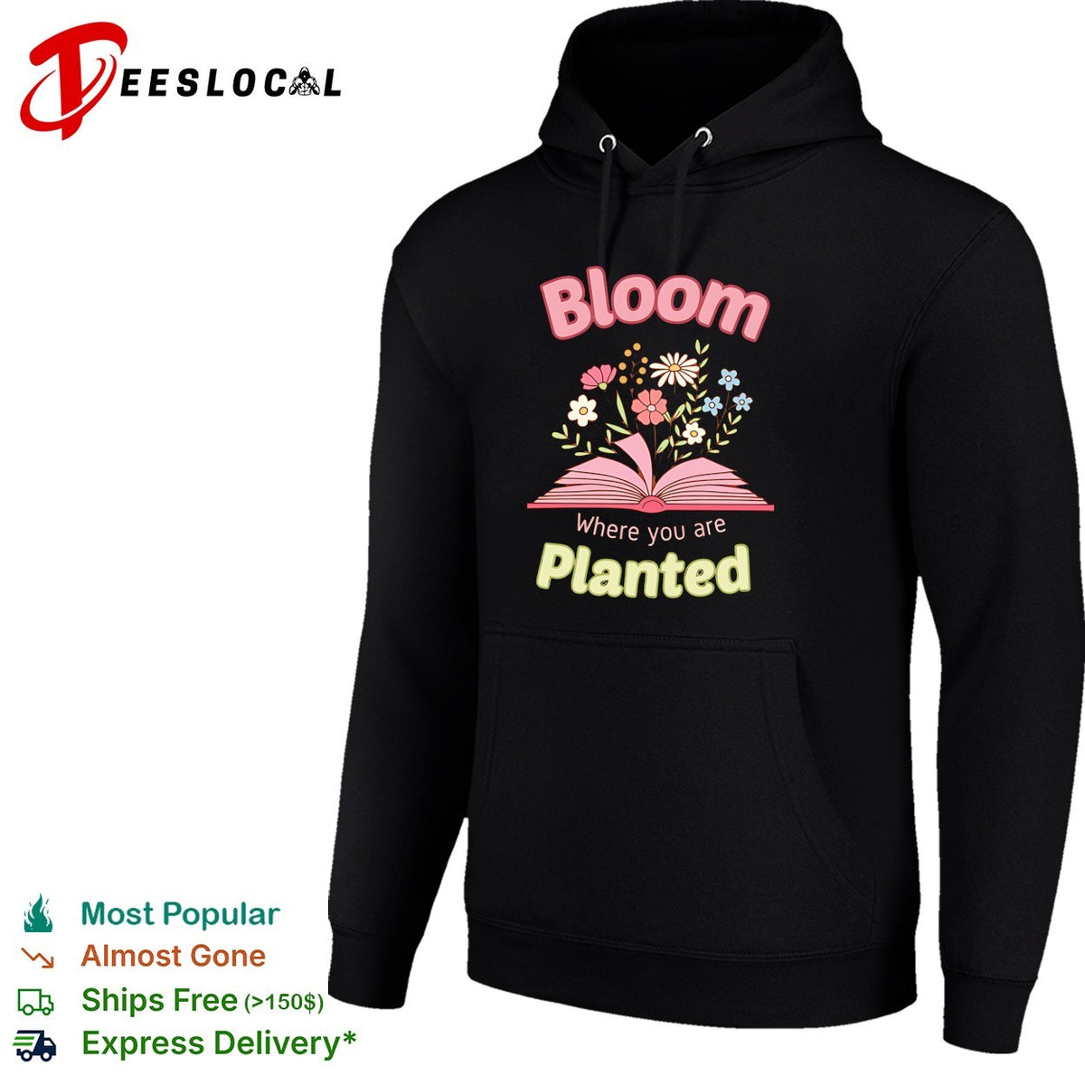 Bloom where you are planted floral open book inspiration shirt
